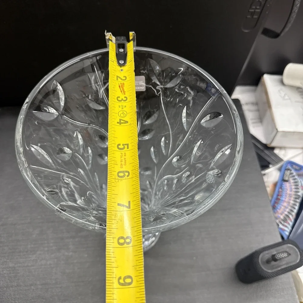 RCR Royal Crystal Rock Laurus Clear Lead Vase Made in Italy LARGE 12